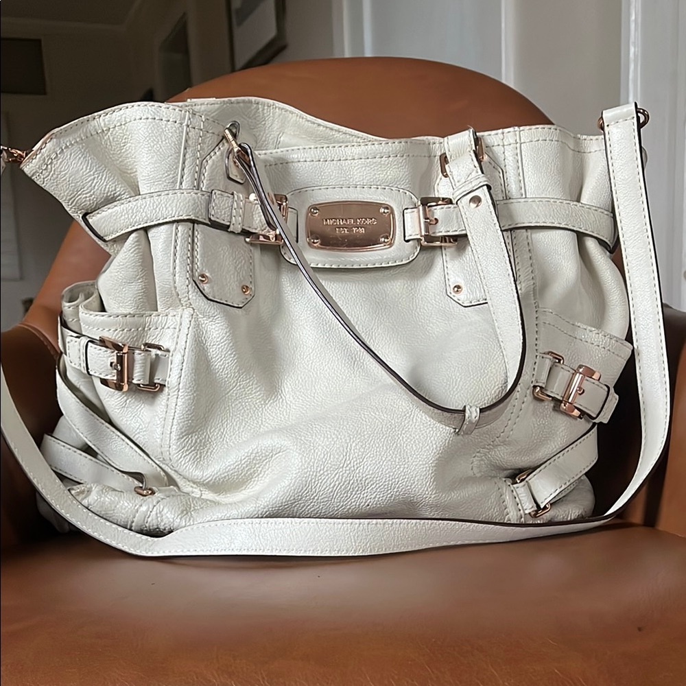 Michael Kors Two-Way Leather Bag with rose gold metal - REHAB/NEEDS CLEANED